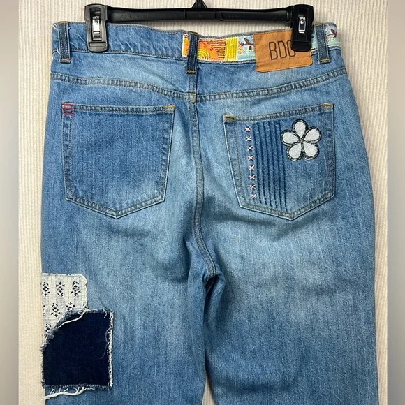 BDG Urban Outfitters Size 29 Patchwork High Rise Flare Jeans Boho Hippie - Picture 8 of 16
